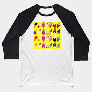 Ice Cream Flavour Yellow Background Baseball T-Shirt